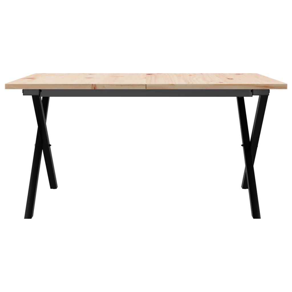 Table basse cadre en X 80x80x45 cm bois de pin massif et fonte - XIOS