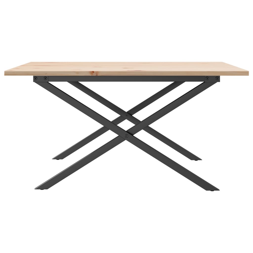 Table basse cadre en X 80x80x45 cm bois de pin massif et fonte - XIOS
