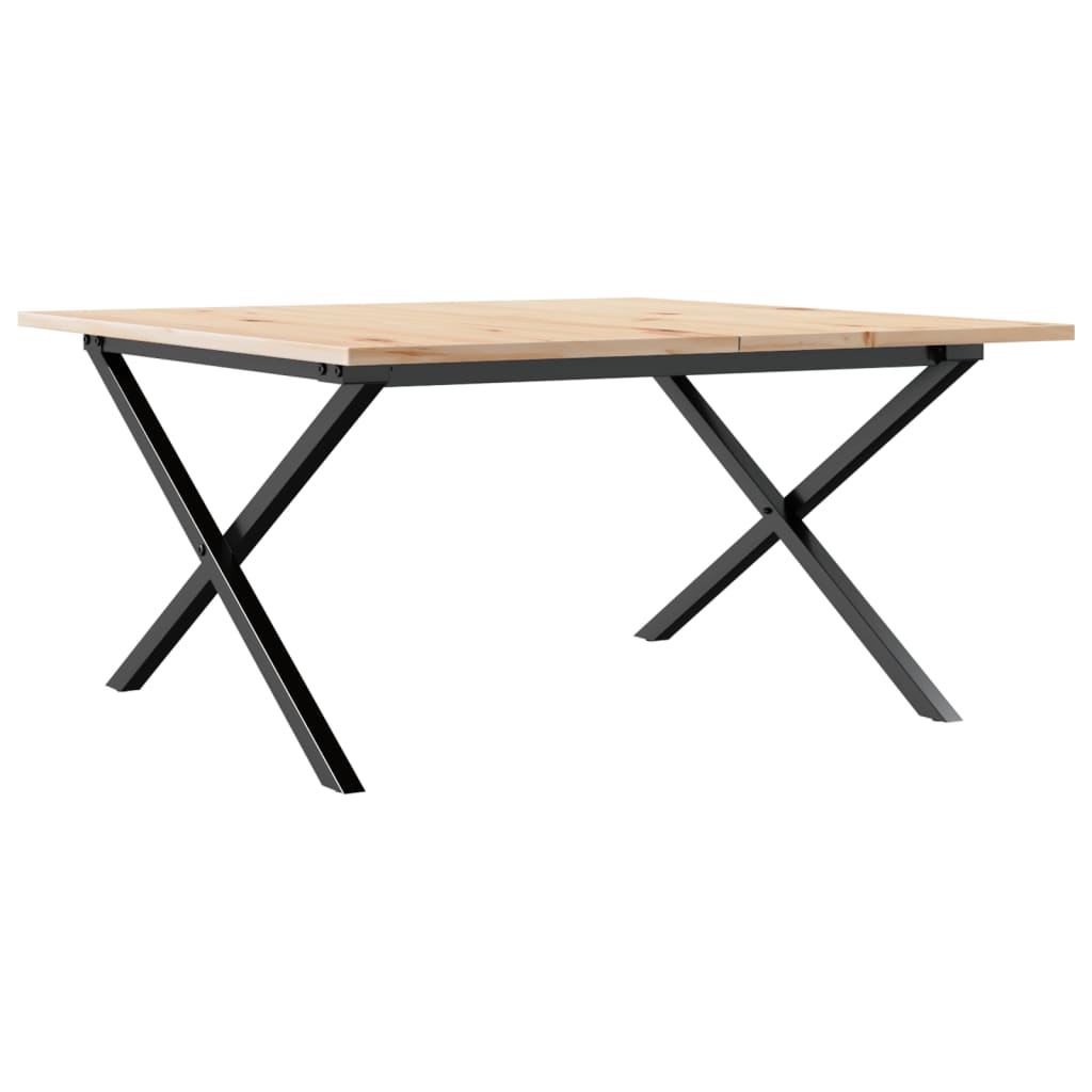 Table basse cadre en X 80x80x45 cm bois de pin massif et fonte - XIOS