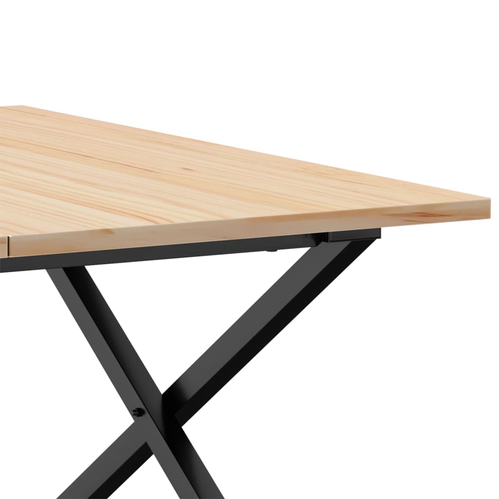Table basse cadre en X 80x80x45 cm bois de pin massif et fonte - XIOS