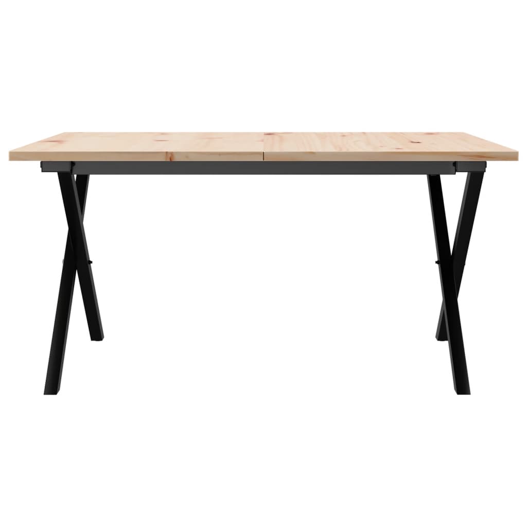 Table basse cadre en X 90x90x45 cm bois de pin massif et acier - XIOS