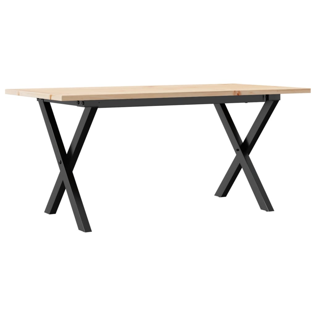 Table basse cadre en X 100x50x45 cm bois de pin massif et fonte - XIOS