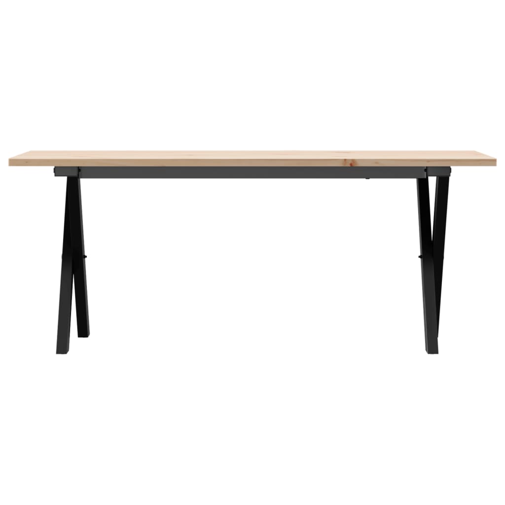 Table basse cadre en X 110x40x45 cm bois de pin massif et fonte - XIOS