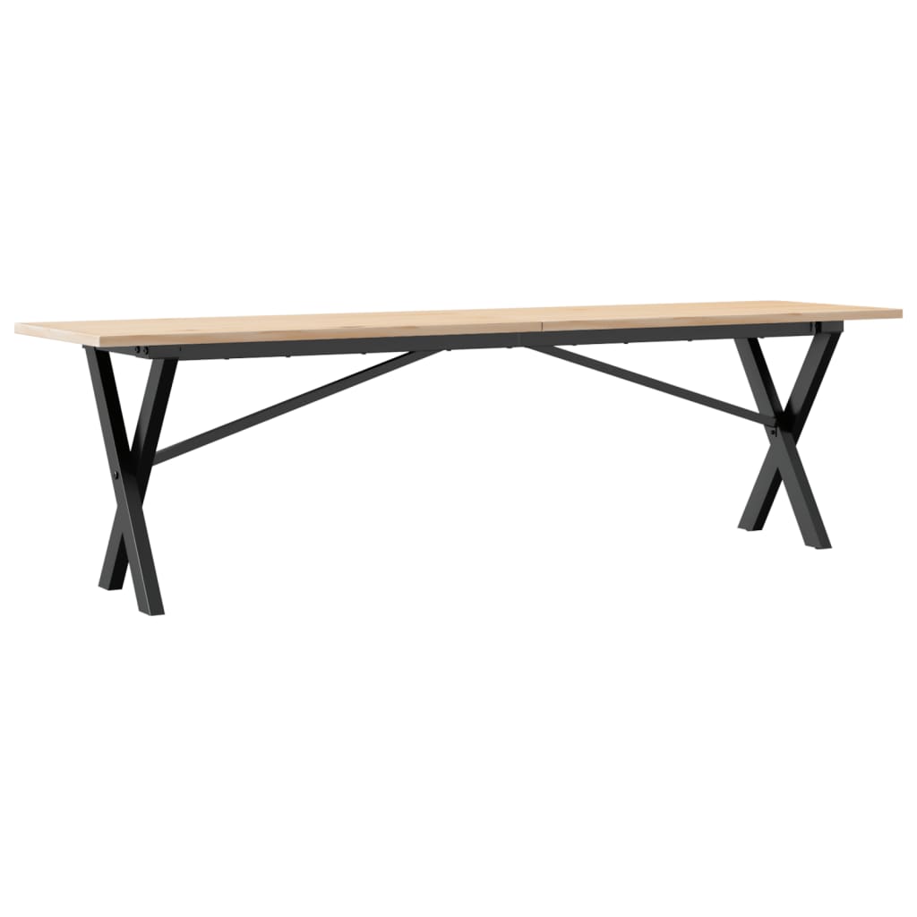 Table basse cadre en X 160x40x45 cm bois de pin massif et acier - XIOS
