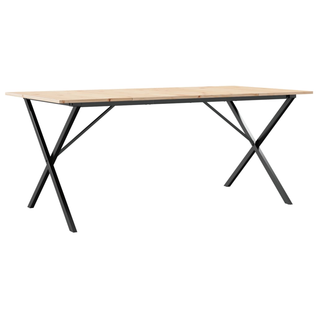 Table à manger cadre en X 180x90x75 cm bois de pin massif acier - XIOS
