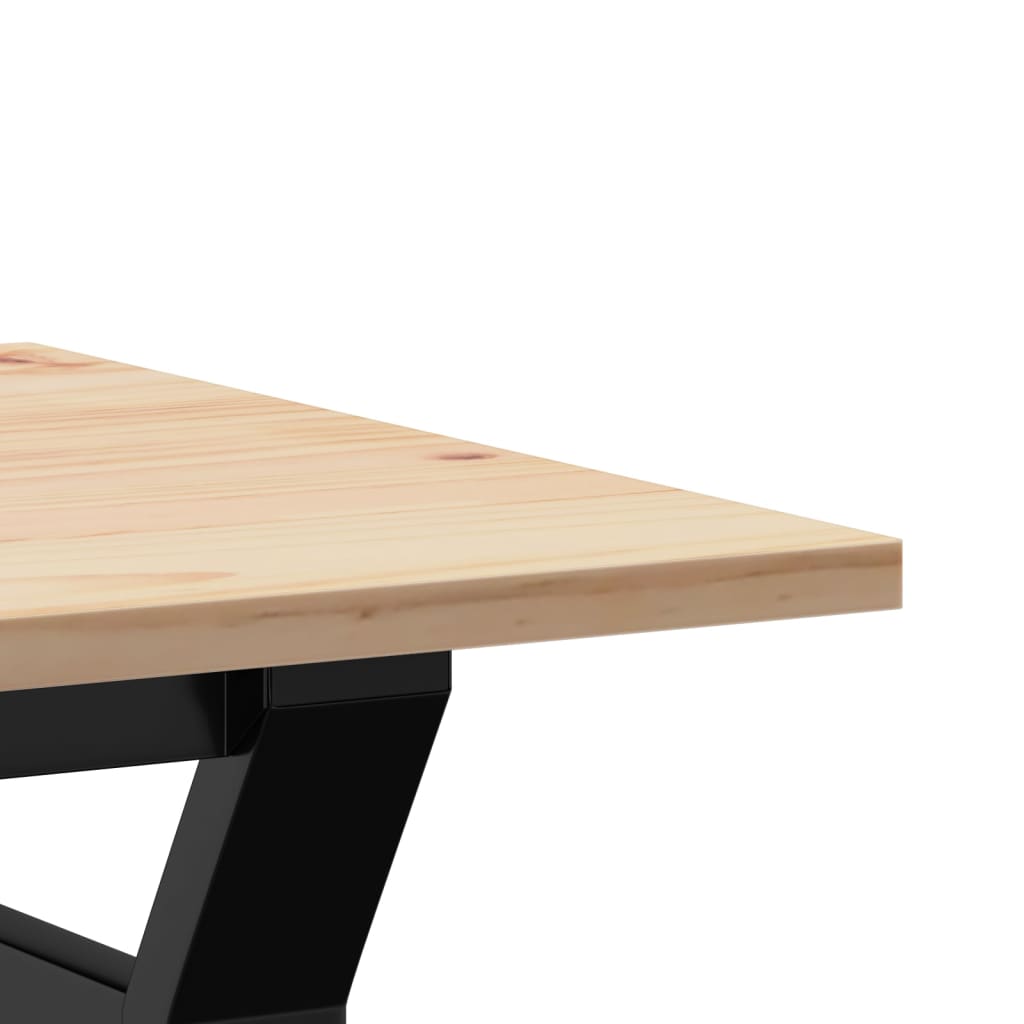 Table basse cadre en Y 80x50x40 cm bois de pin massif et fonte - XIOS