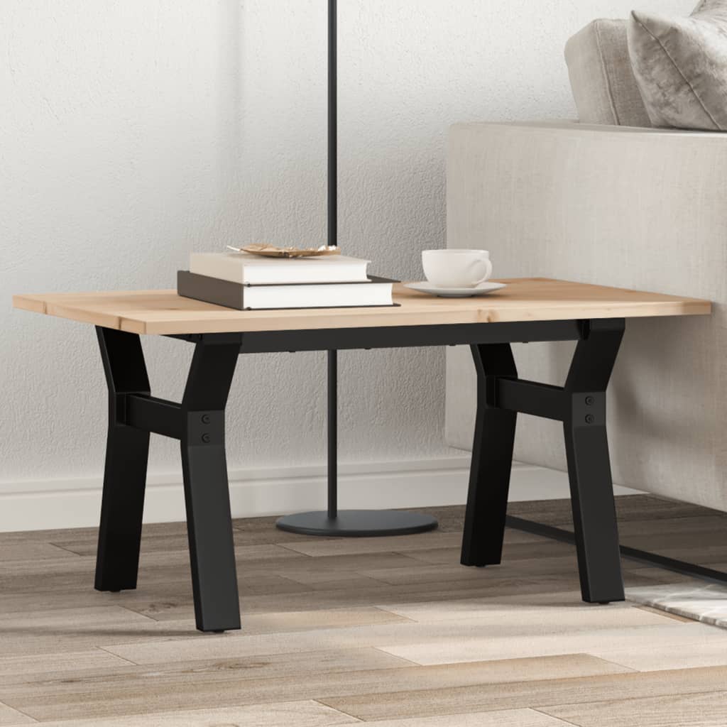 Table basse cadre en Y 80x50x40 cm bois de pin massif et fonte - XIOS