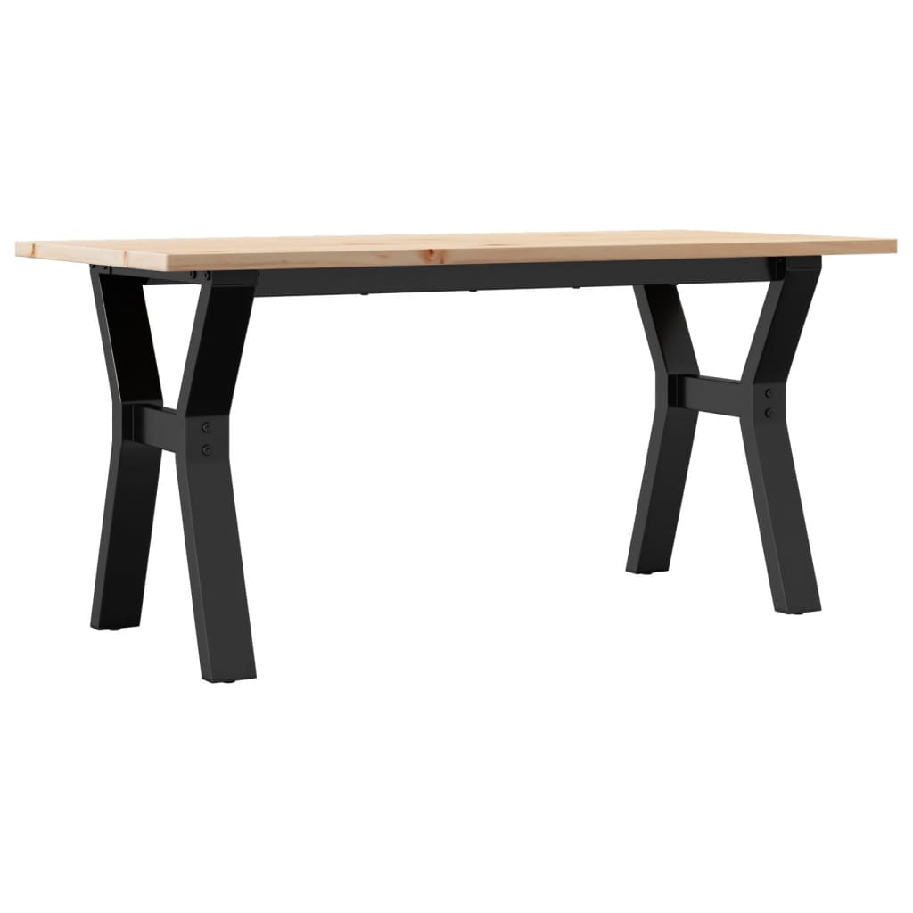 Table basse cadre en Y 100x50x45 cm bois de pin massif et fonte - XIOS