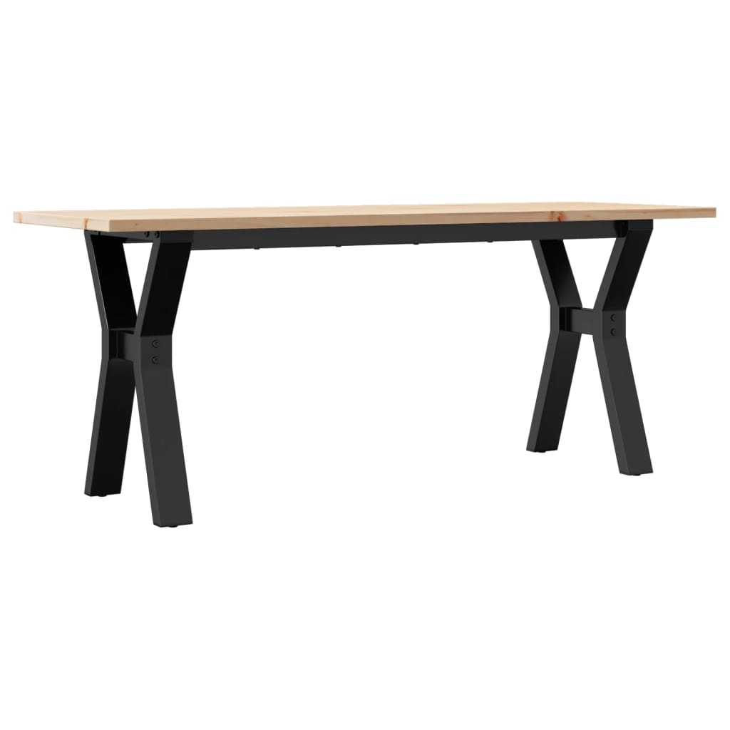 Table basse cadre en Y 110x40x45 cm bois de pin massif et fonte - XIOS