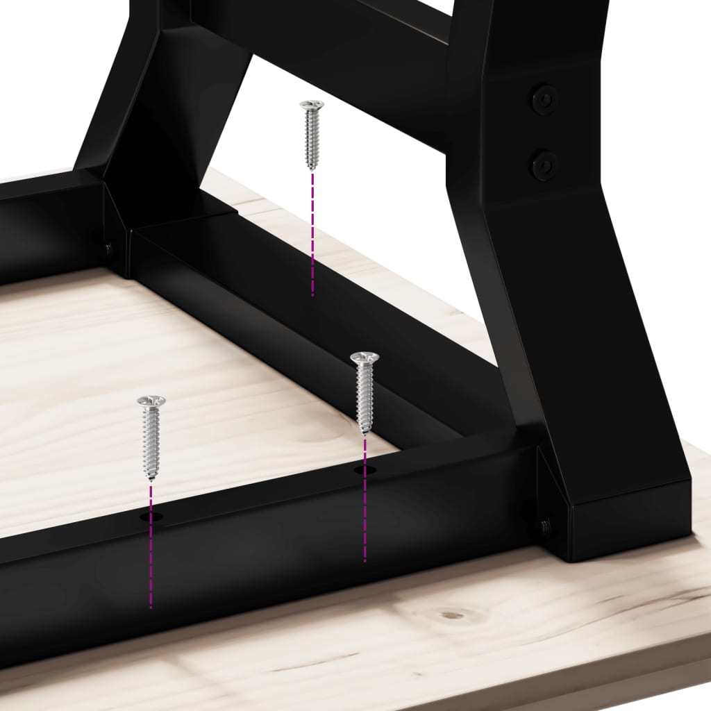 Table basse cadre en Y 110x40x45 cm bois de pin massif et fonte - XIOS