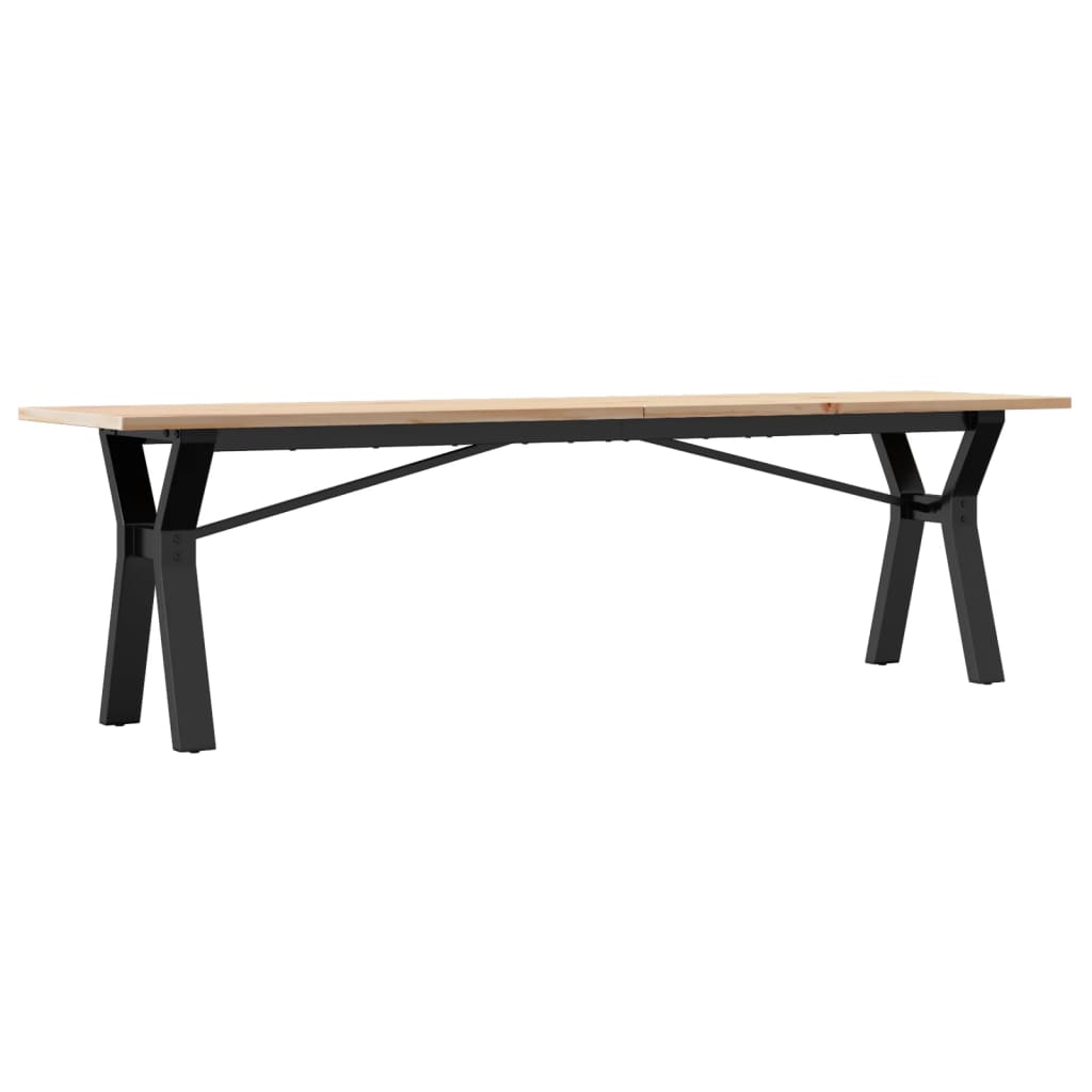 Table basse cadre en Y 160x40x45 cm bois de pin massif et acier - XIOS