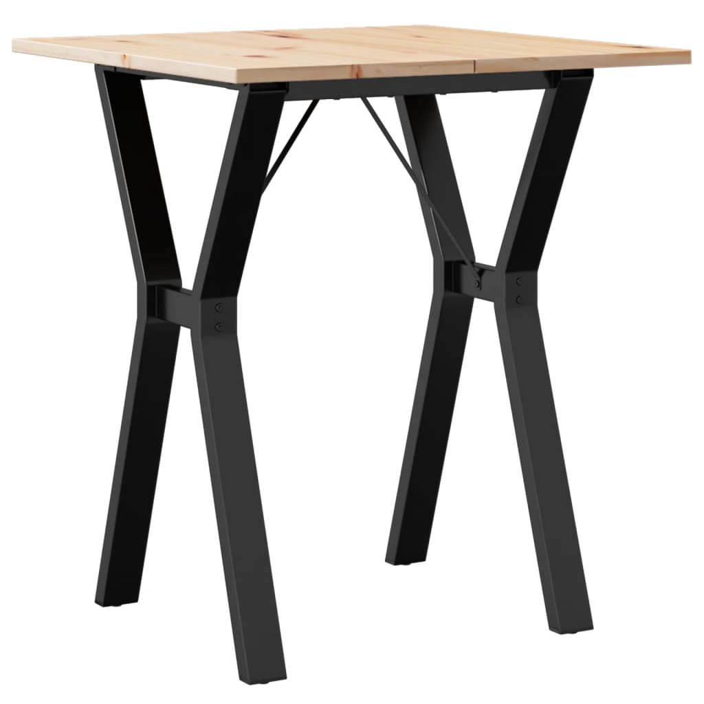Table à manger cadre en Y 70x70x75 cm bois de pin massif acier - XIOS