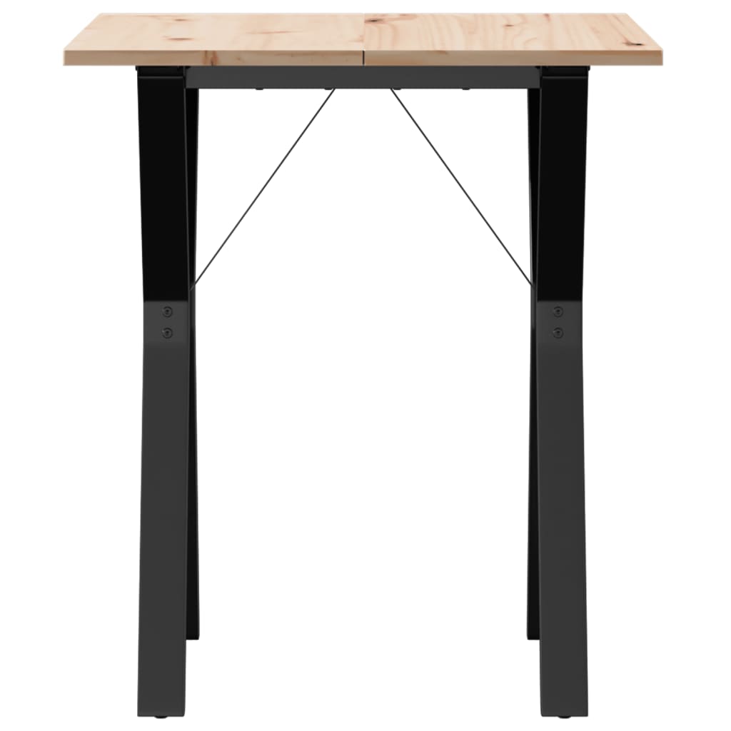 Table à manger cadre en Y 70x70x75 cm bois de pin massif acier - XIOS