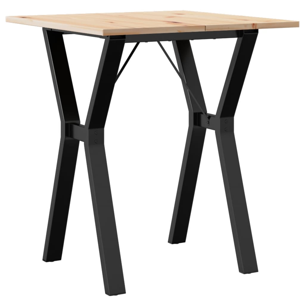 Table à manger cadre en Y 70x70x75 cm bois de pin massif acier - XIOS