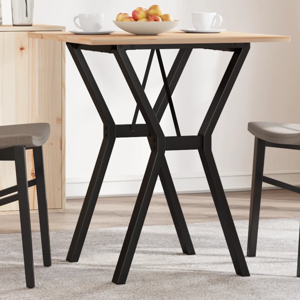 Table à manger cadre en Y 70x70x75 cm bois de pin massif acier - XIOS