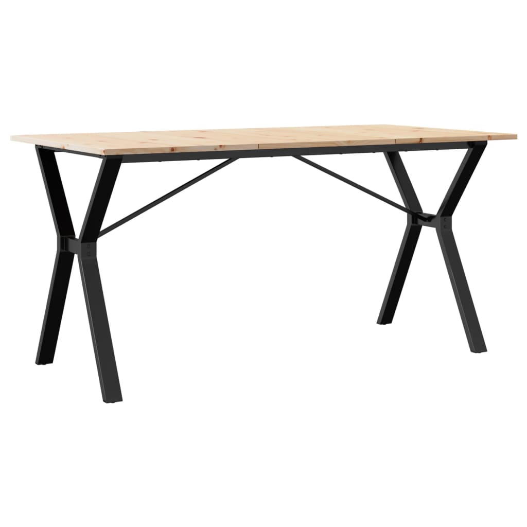 Table à manger cadre en Y 160x80x75 cm bois de pin massif acier - XIOS