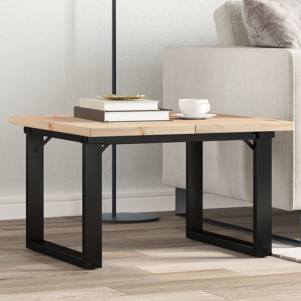Table basse cadre en O 60x60x40,5cm bois de pin massif et acier - XIOS