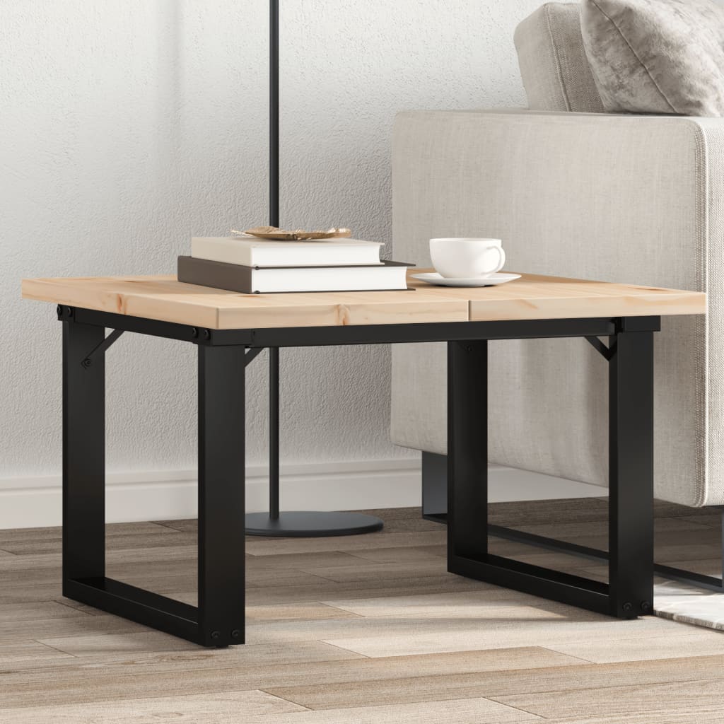 Table basse cadre en O 70x70x40,5cm bois de pin massif et fonte - XIOS
