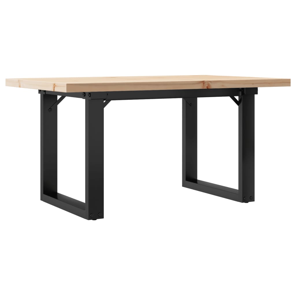 Table basse cadre en O 80x50x40,5cm bois de pin massif et fonte - XIOS