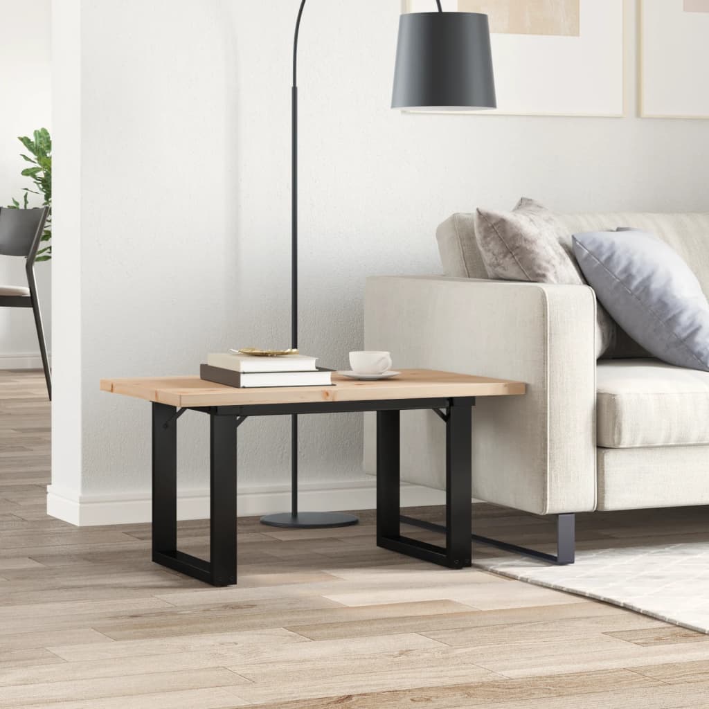 Table basse cadre en O 80x50x40,5cm bois de pin massif et fonte - XIOS