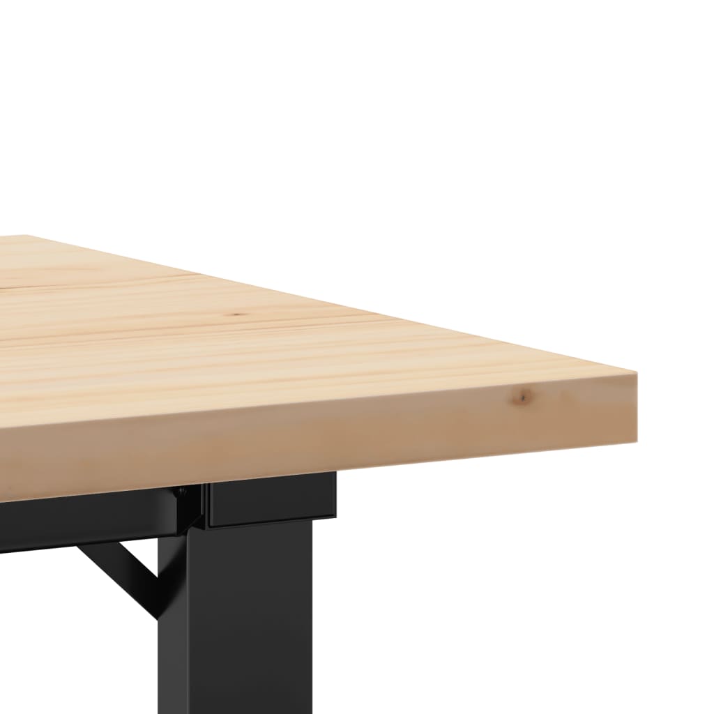 Table basse cadre en O 80x50x40,5cm bois de pin massif et fonte - XIOS