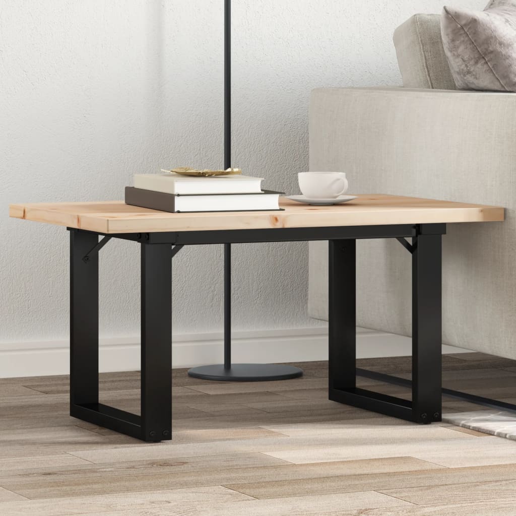 Table basse cadre en O 80x50x40,5cm bois de pin massif et fonte - XIOS