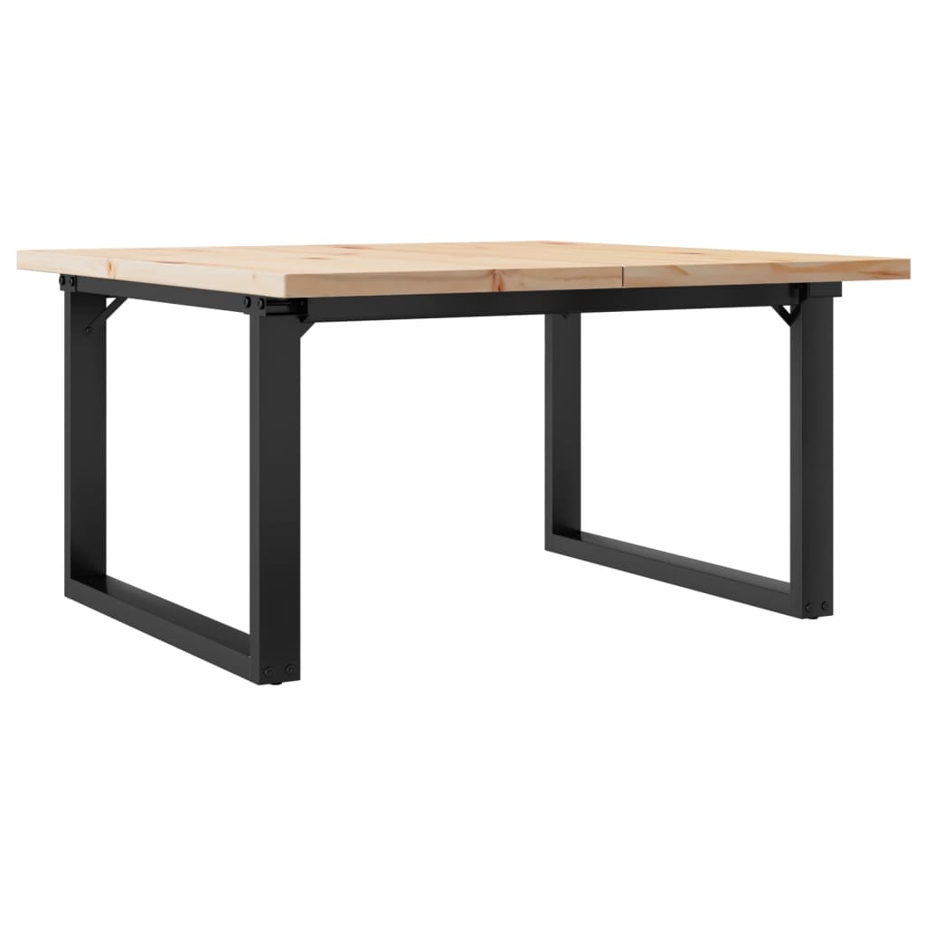 Table basse cadre en O 80x80x45,5cm bois de pin massif et fonte - XIOS