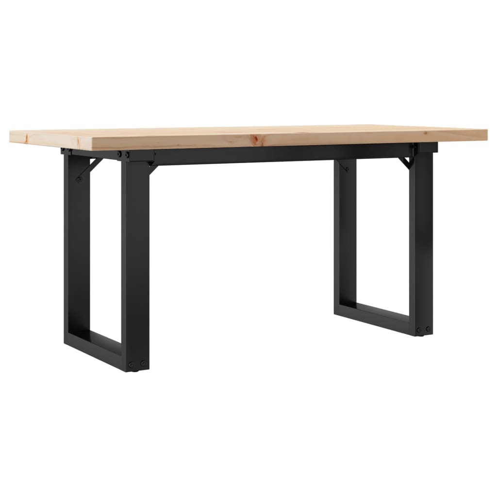 Table basse cadre en O 90x40x45,5cm bois de pin massif et fonte - XIOS