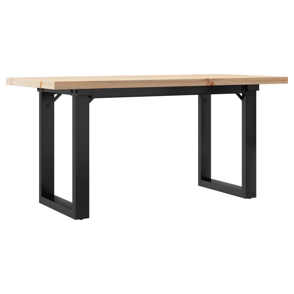 Table basse cadre en O 100x50x45,5 cm bois de pin massif fonte - XIOS