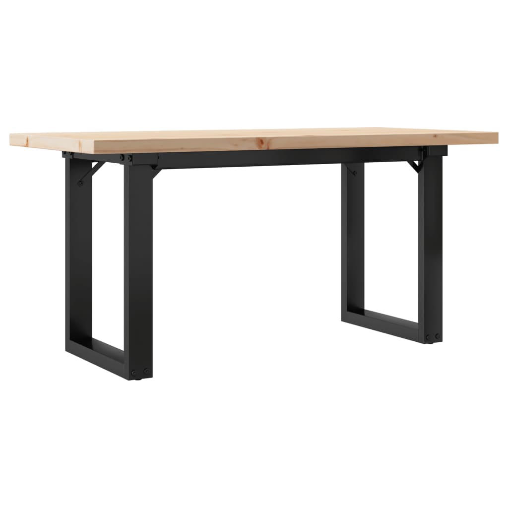 Table basse cadre en O 100x50x45,5 cm bois de pin massif fonte - XIOS