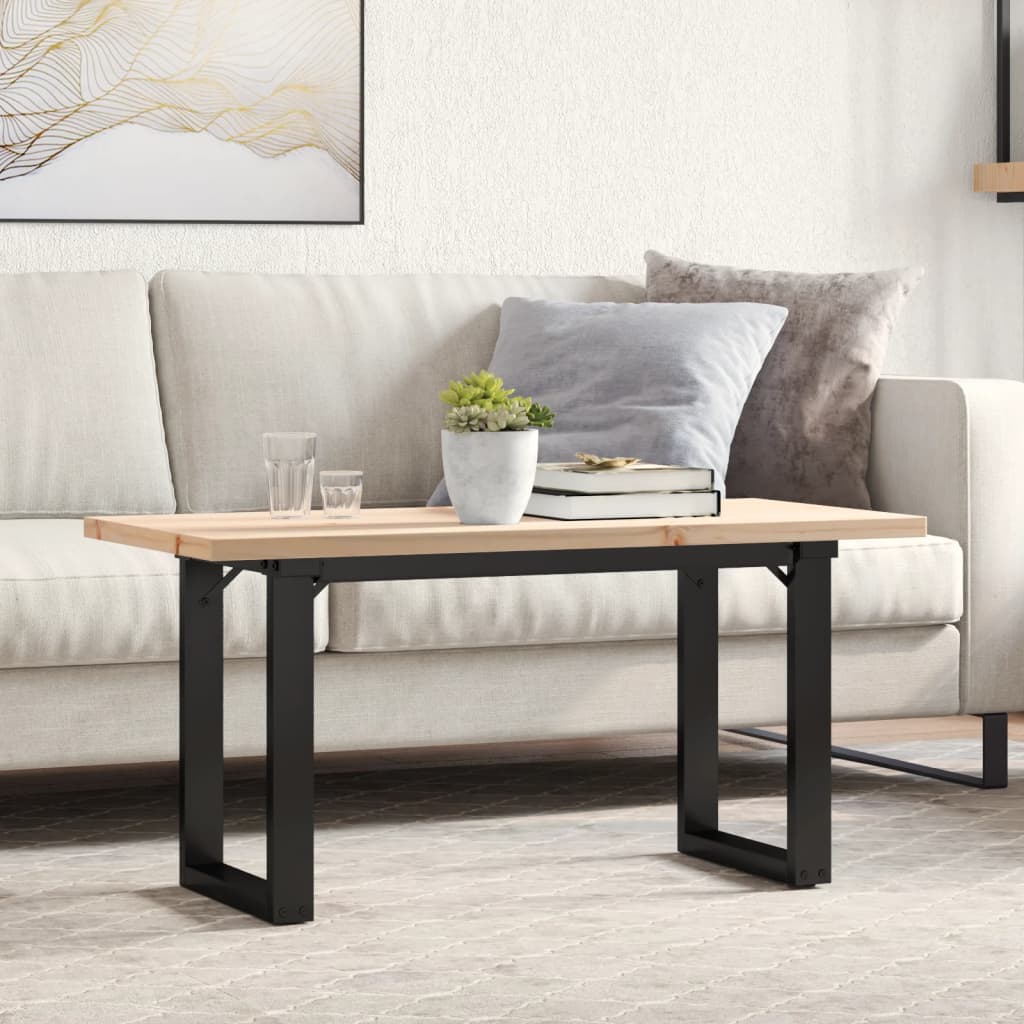 Table basse cadre en O 100x50x45,5 cm bois de pin massif fonte - XIOS
