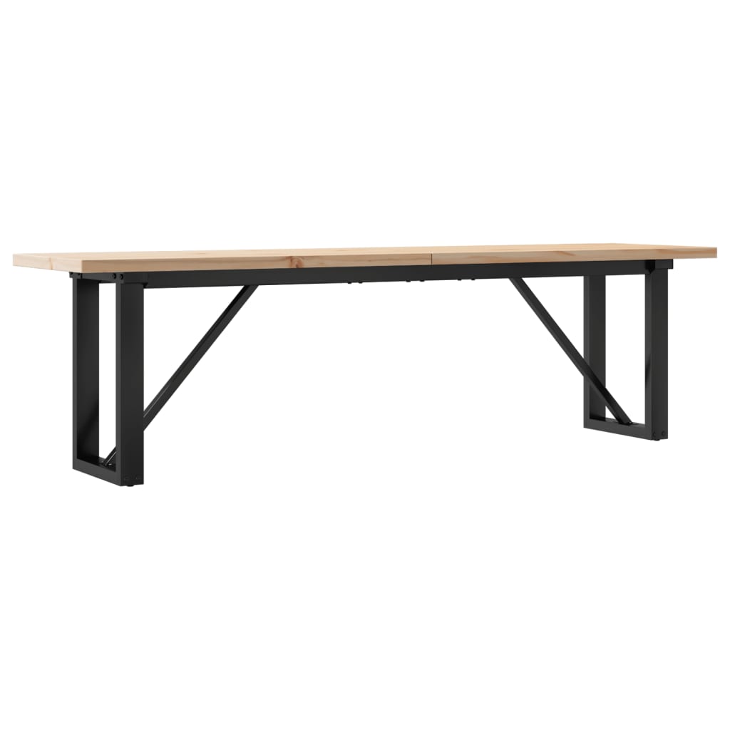 Table basse cadre en O 160x40x45,5 cm bois de pin massif acier - XIOS