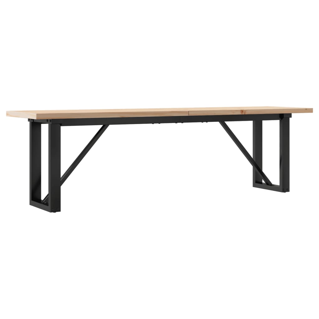 Table basse cadre en O 160x40x45,5 cm bois de pin massif acier - XIOS