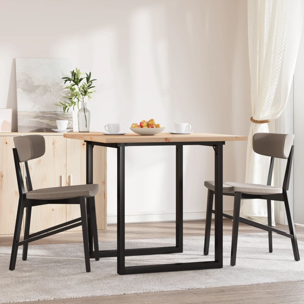 Table à manger cadre en O 80x80x75,5cm bois de pin massif acier - XIOS