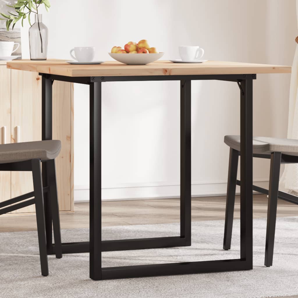 Table à manger cadre en O 80x80x75,5cm bois de pin massif acier - XIOS