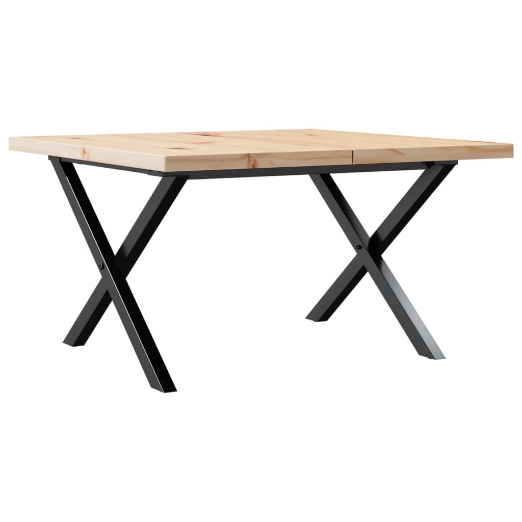 Table basse cadre en X 60x60x40,5cm bois de pin massif et acier - XIOS