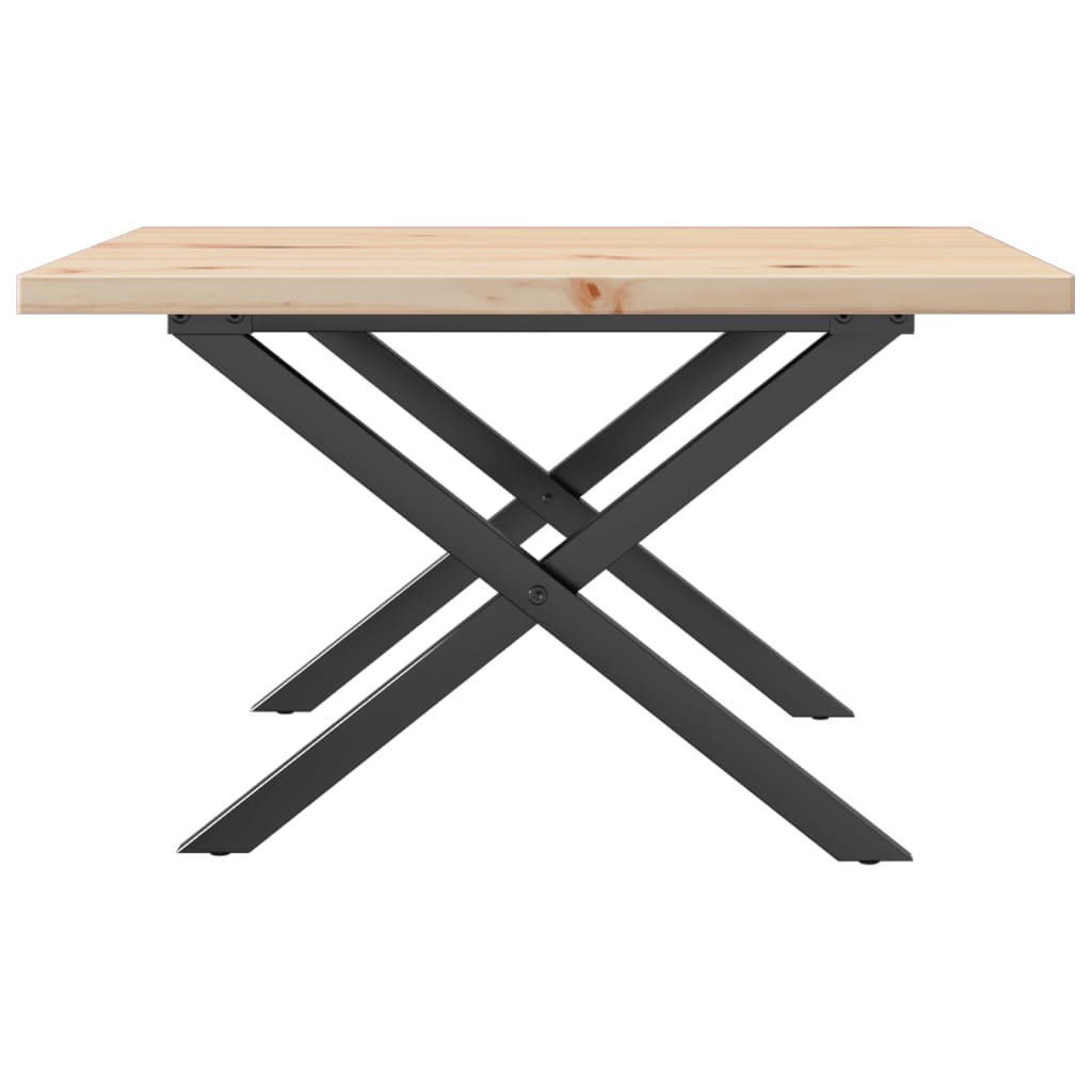 Table basse cadre en X 60x60x40,5cm bois de pin massif et acier - XIOS