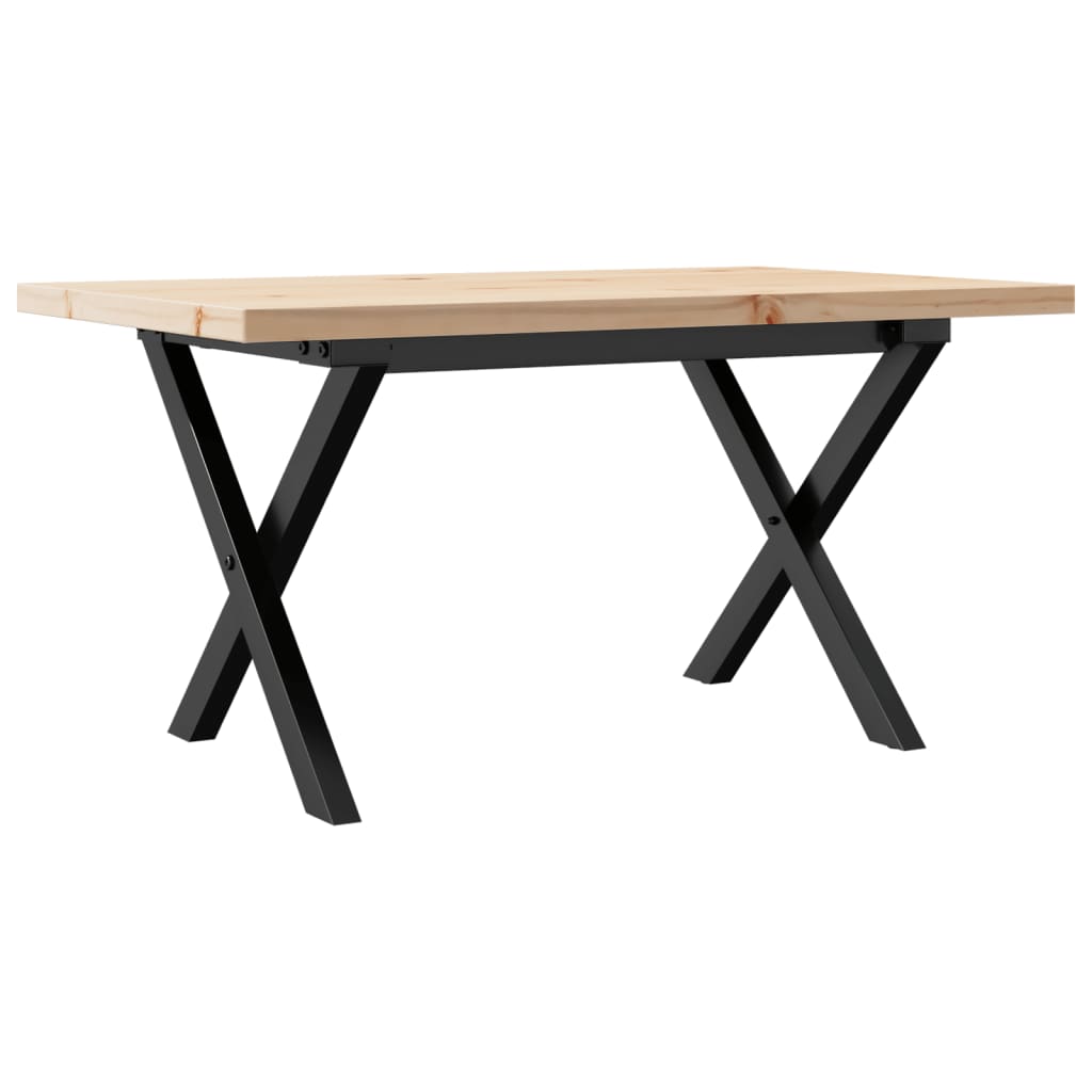 Table basse cadre en X 80x50x40,5cm bois de pin massif et acier - XIOS