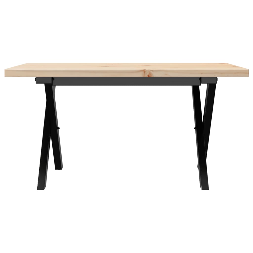 Table basse cadre en X 80x50x40,5cm bois de pin massif et acier - XIOS
