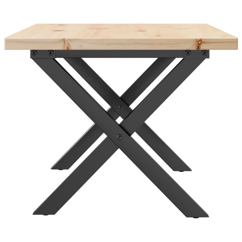 Table basse cadre en X 80x50x40,5cm bois de pin massif et acier - XIOS