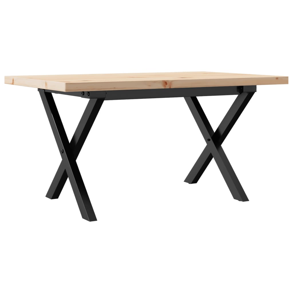 Table basse cadre en X 80x50x40,5cm bois de pin massif et acier - XIOS