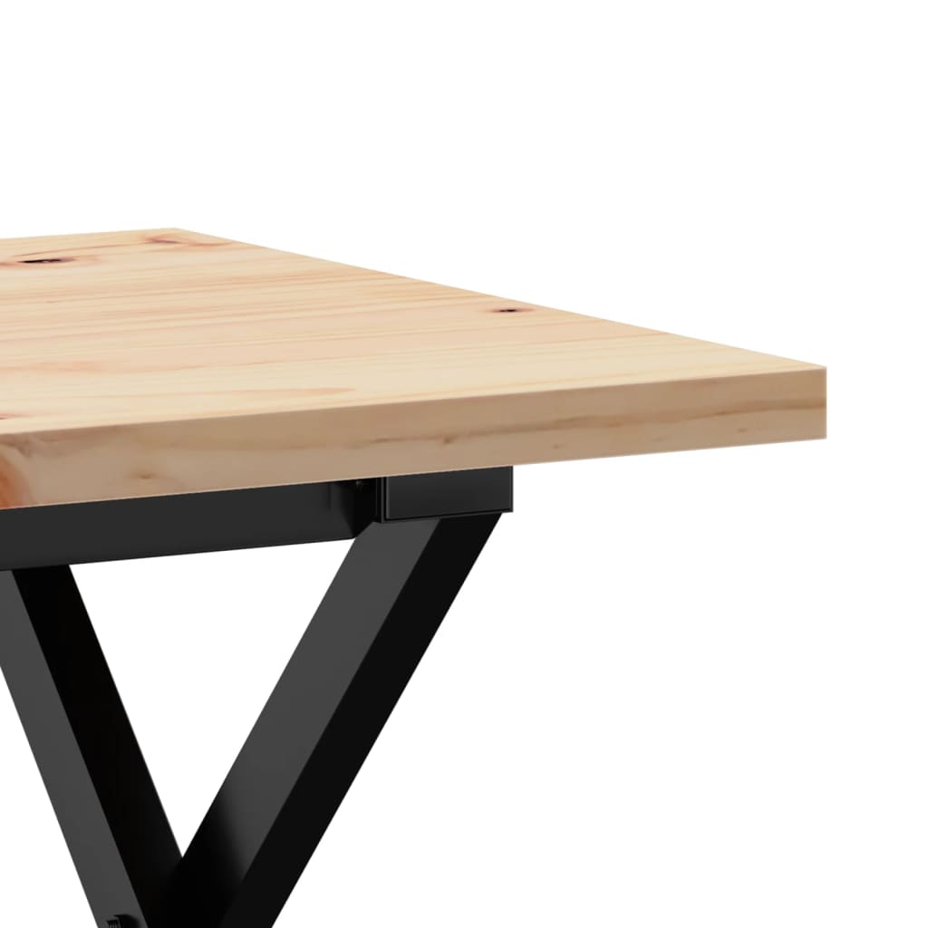 Table basse cadre en X 80x50x40,5cm bois de pin massif et acier - XIOS