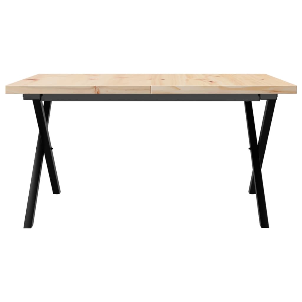 Table basse cadre en X 80x80x45,5cm bois de pin massif et acier - XIOS