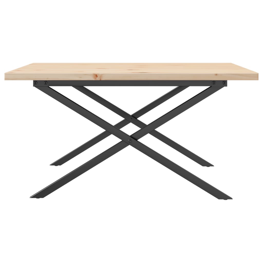Table basse cadre en X 80x80x45,5cm bois de pin massif et acier - XIOS