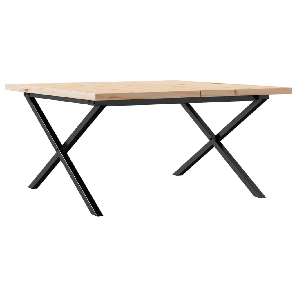 Table basse cadre en X 80x80x45,5cm bois de pin massif et acier - XIOS