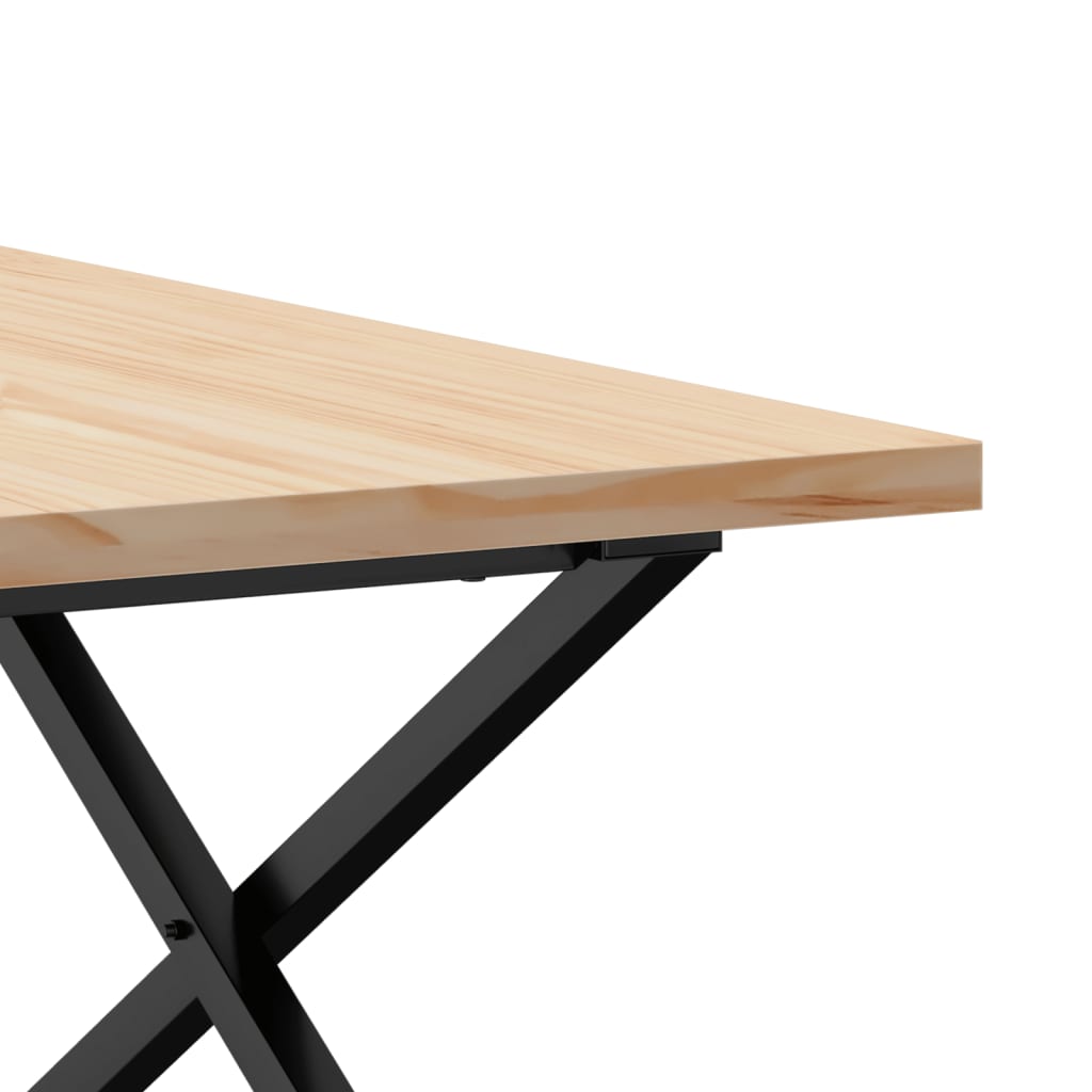Table basse cadre en X 80x80x45,5cm bois de pin massif et acier - XIOS