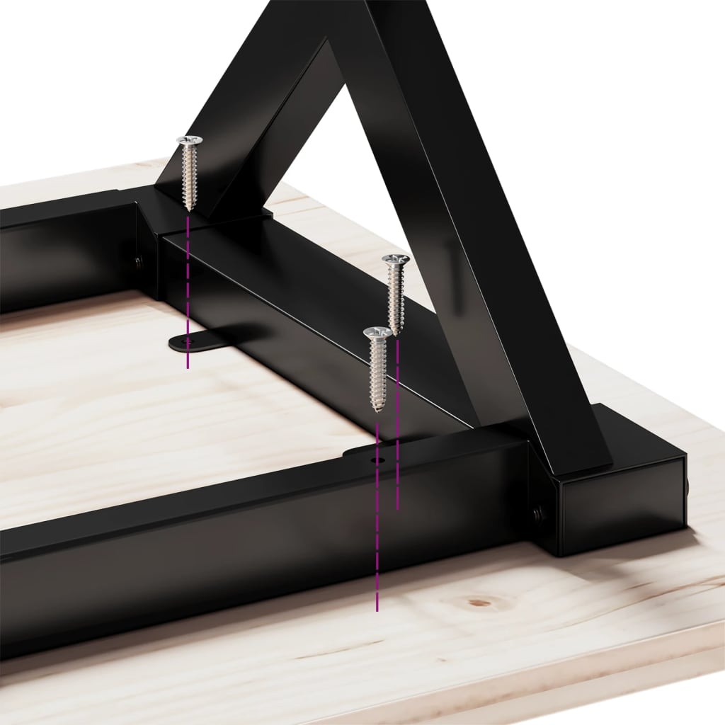 Table basse cadre en X 80x80x45,5cm bois de pin massif et acier - XIOS