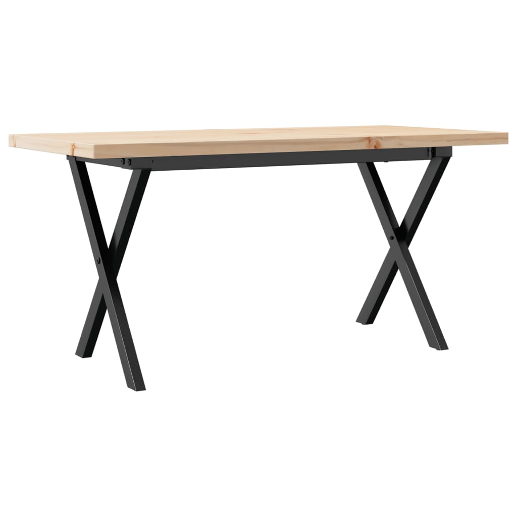 Table basse cadre en X 90x40x45,5cm bois de pin massif et fonte - XIOS