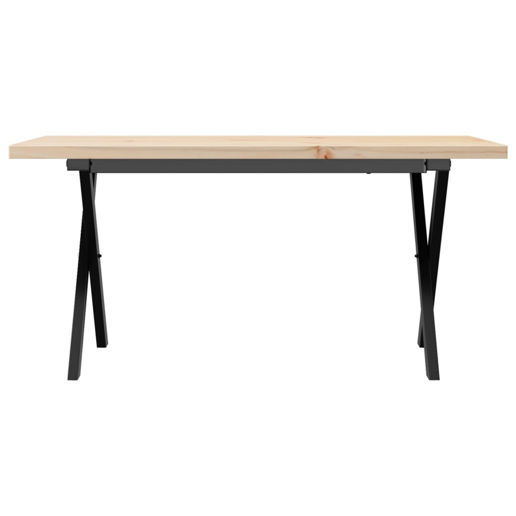 Table basse cadre en X 90x40x45,5cm bois de pin massif et fonte - XIOS