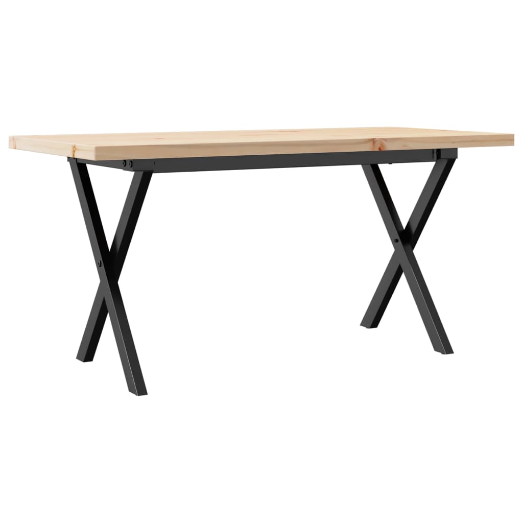 Table basse cadre en X 100x50x45,5 cm bois de pin massif fonte - XIOS